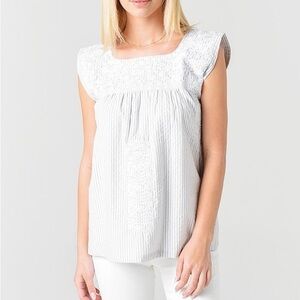J. Marie The Grace White Gray Sleeveless Top